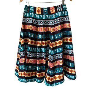 Francis + Benedict Handmade Wax Print Fabric Abstract Full Skirt Pockets NEW